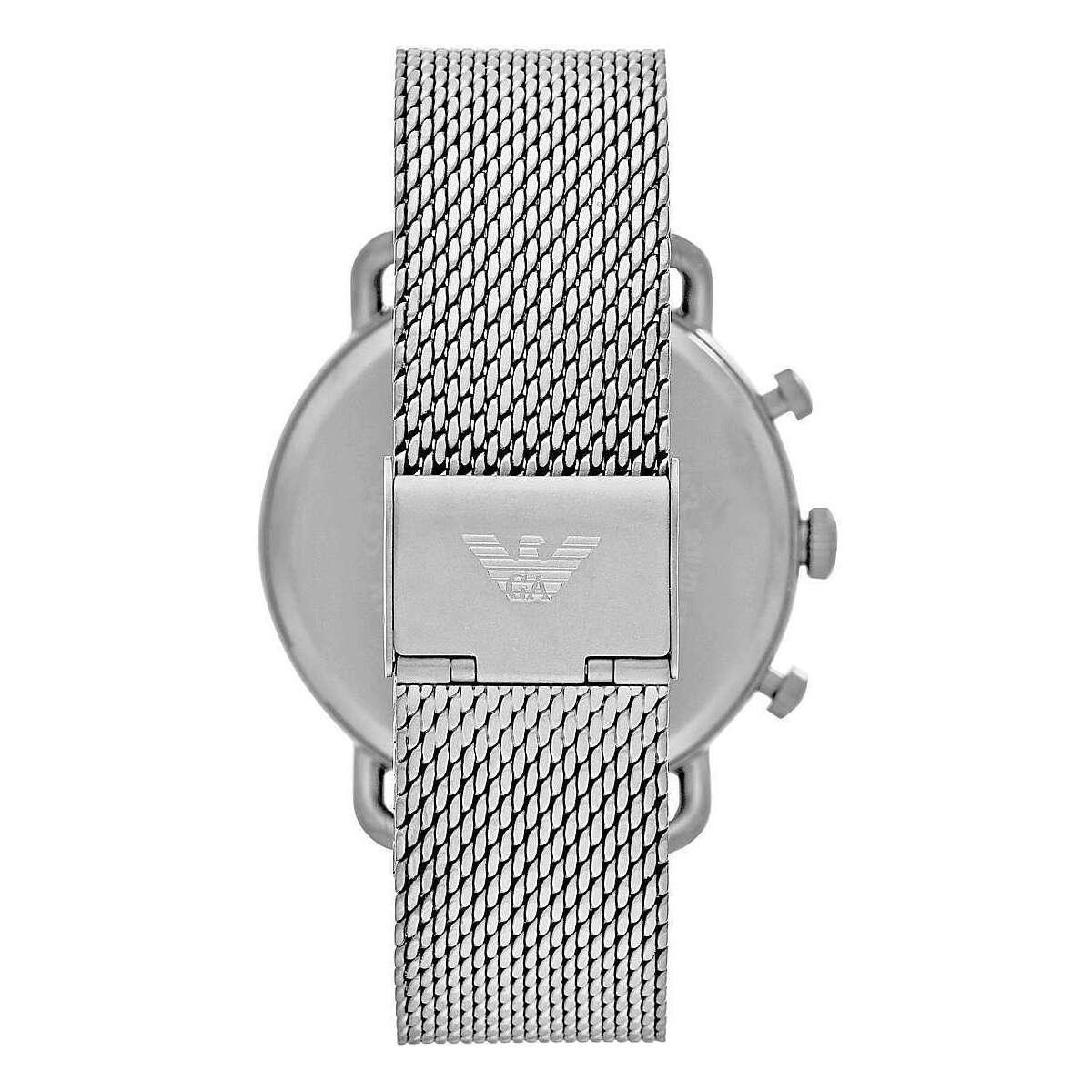 Emporio Armani Sophisticated Silver Steel Chronograph Watch - Clobber Time Watches
