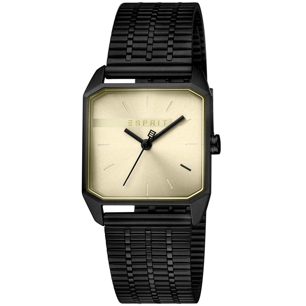 Montre Esprit British pour femme en acier inoxydable avec cadran noir et doré