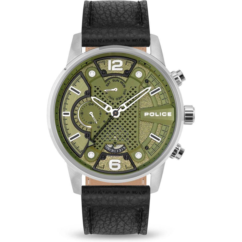 Police Black Leather Watch - Clobber Time Watches