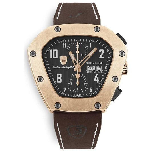 Montre habillée en cuir noir Lamborghini