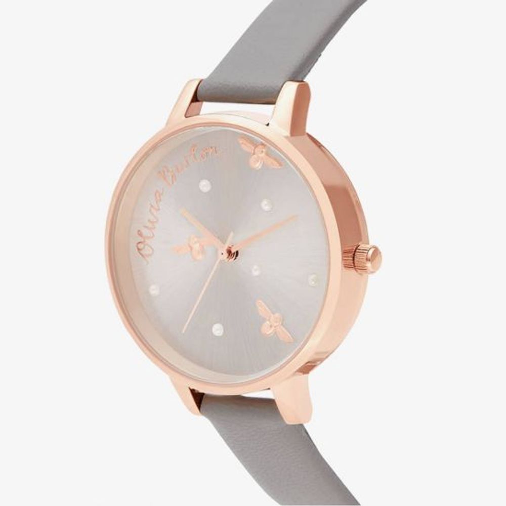 Montre Olivia Burton en cuir gris