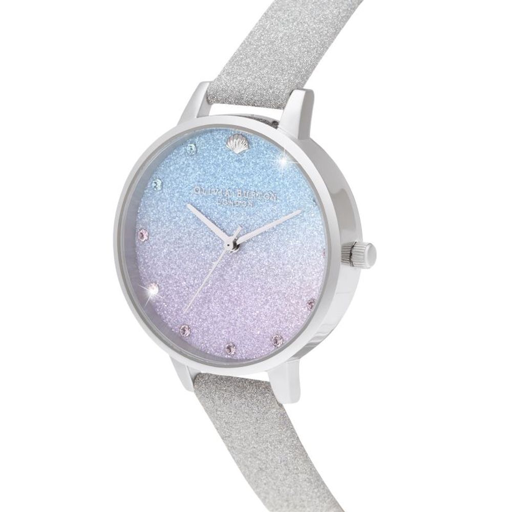 Montre habillée en cuir artificiel gris Olivia Burton