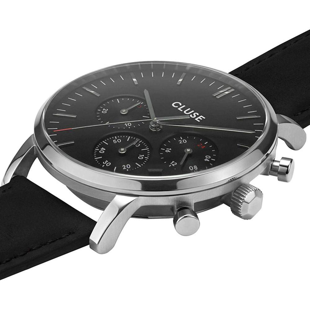 Cluse Black Leather Watch - Clobber Time Watches