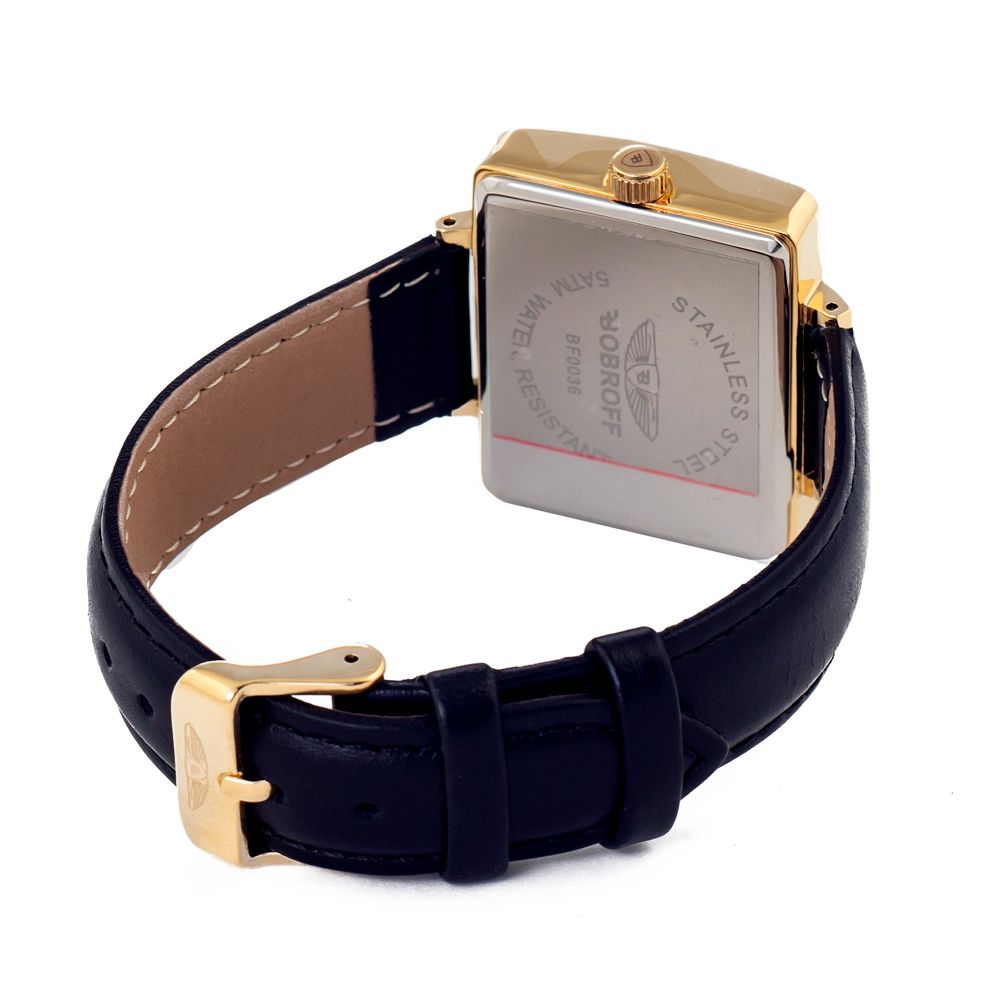 Bobroff Black Leather TV Dial Women Watch
