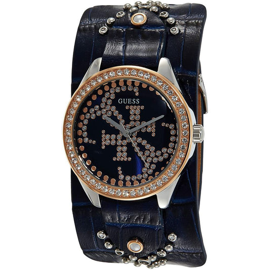 Montre habillée Guess en cuir bleu