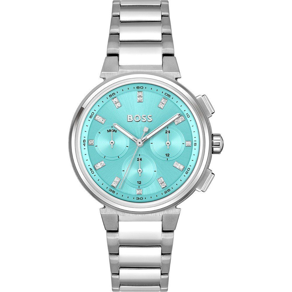 Montre Hugo Boss BO150276 pour femme, cadran turquoise et acier inoxydable argenté