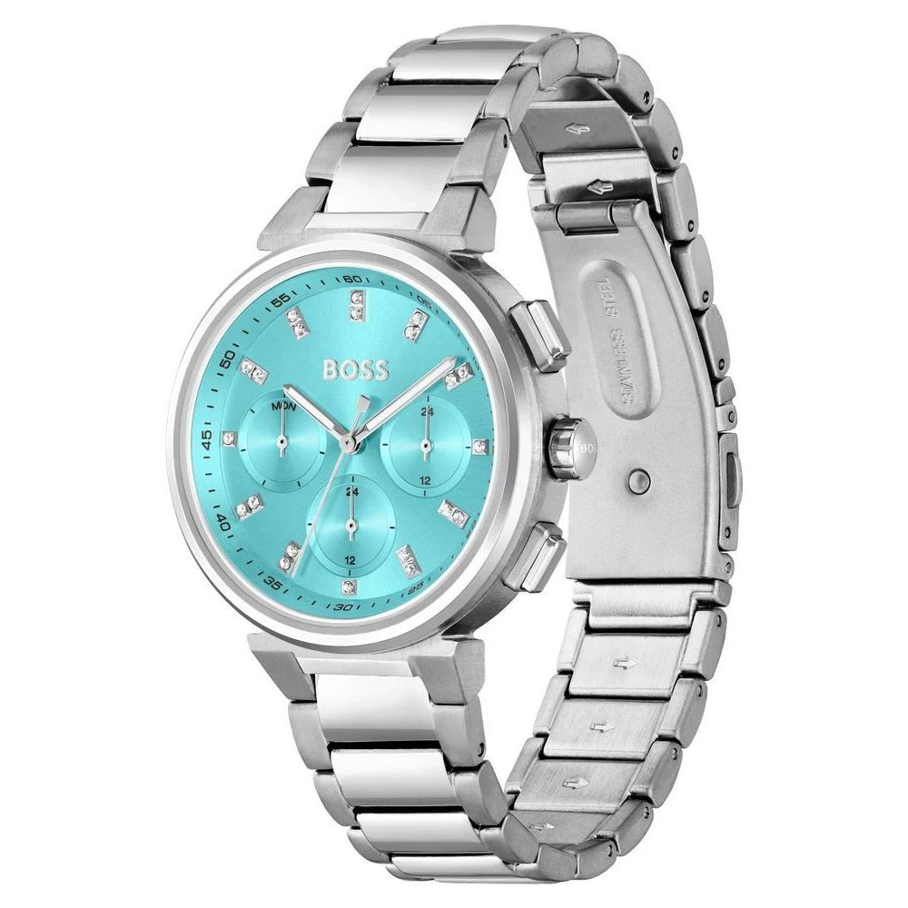 Montre Hugo Boss BO150276 pour femme, cadran turquoise et acier inoxydable argenté