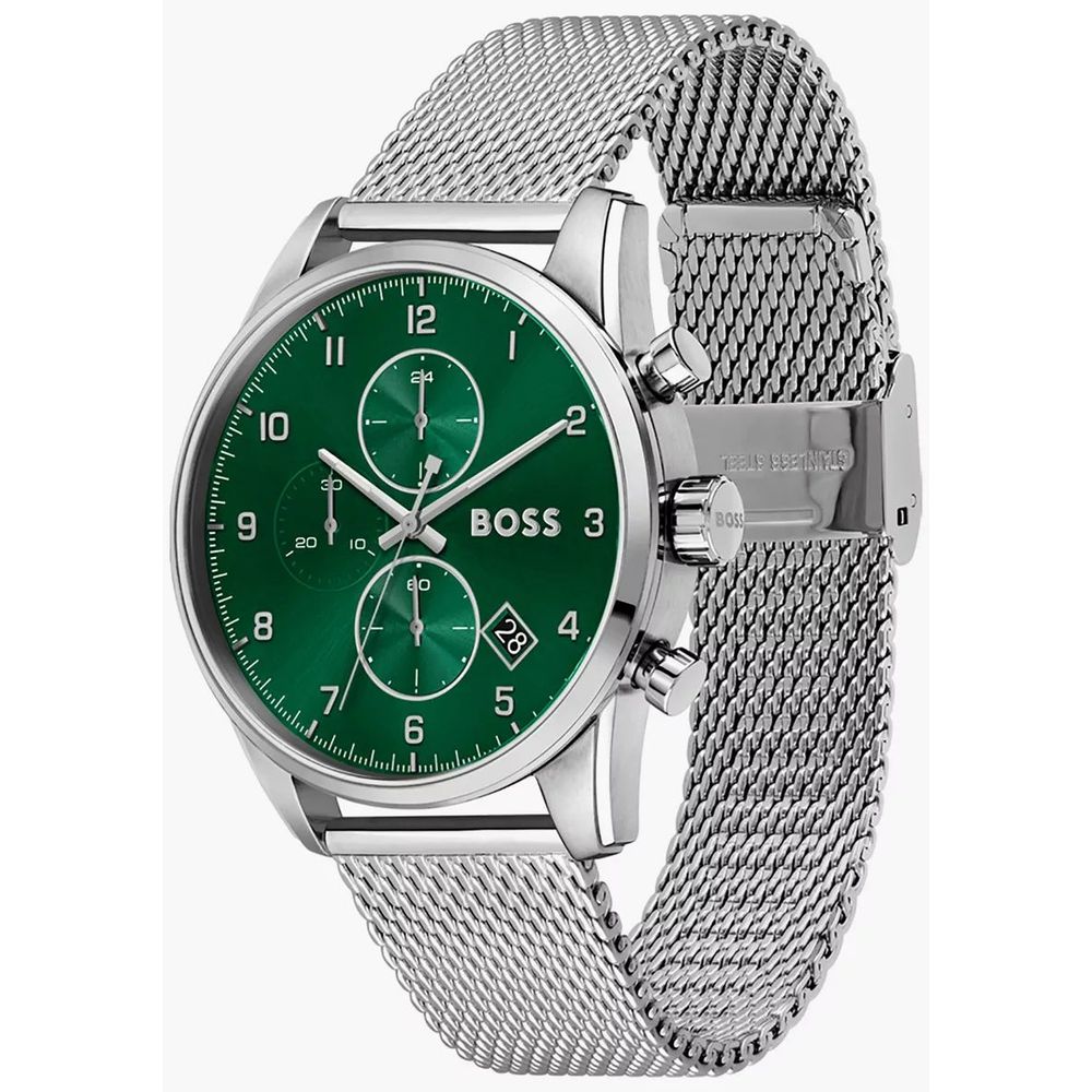 Montre homme Hugo Boss BO1513938 en acier inoxydable argenté et cadran vert