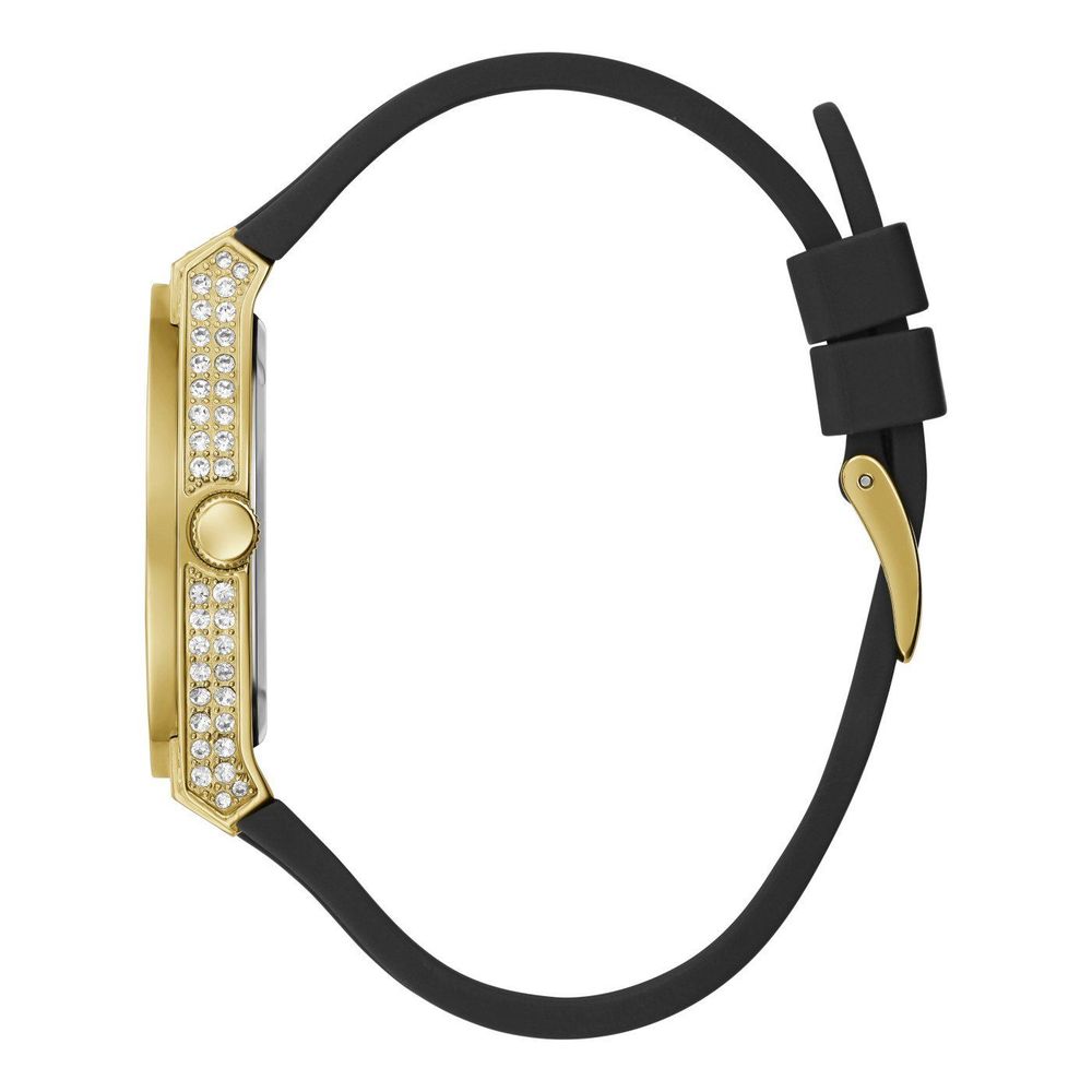 Montre Guess Princess pour femme avec cadran doré et silicone noir