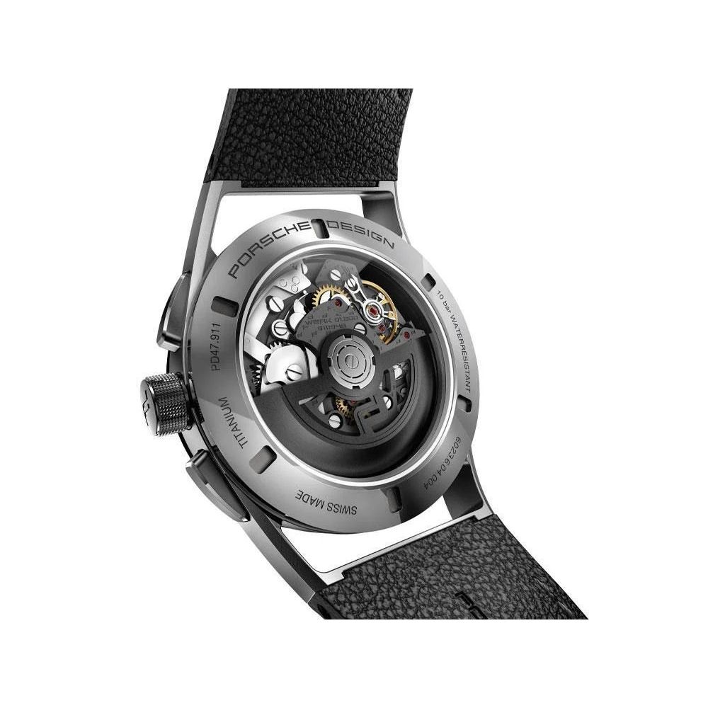 Montre homme Porsche 1919 Globetimer en titane et cuir marron