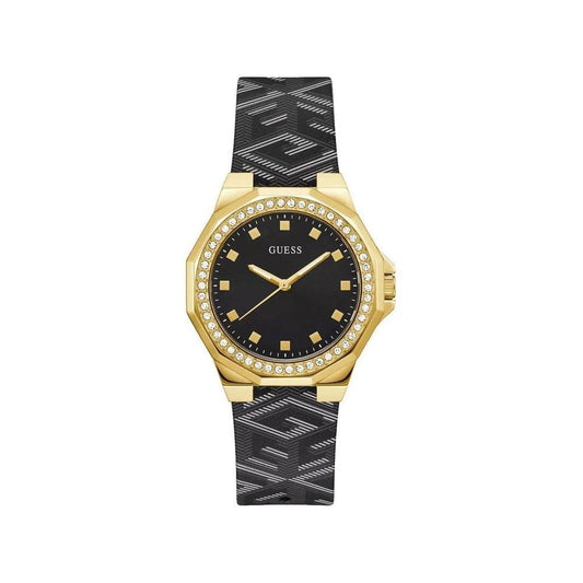 Guess Black Leather Watch - Clobber Time Watches