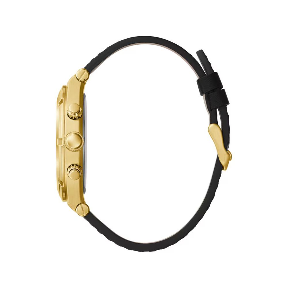 Montre Guess Continental II pour homme en cuir noir et or