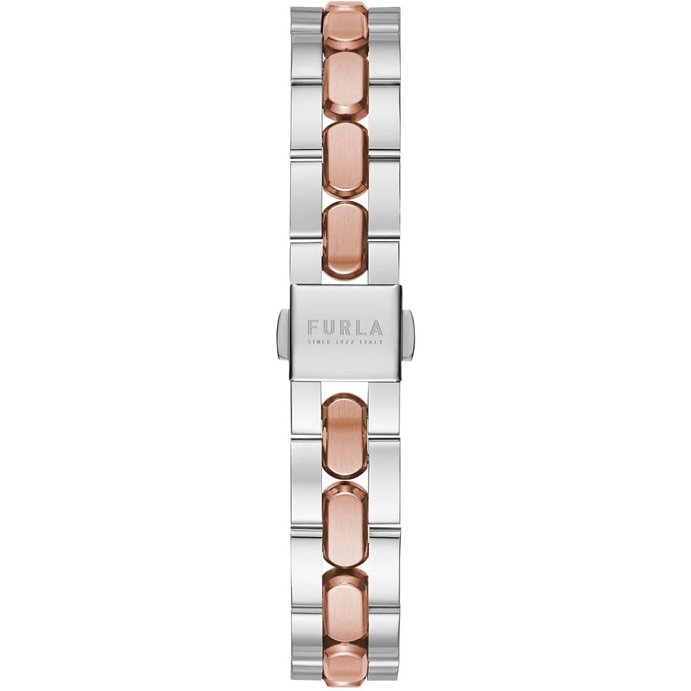Montre Furla Link Logo en acier inoxydable gris et rose pour femme