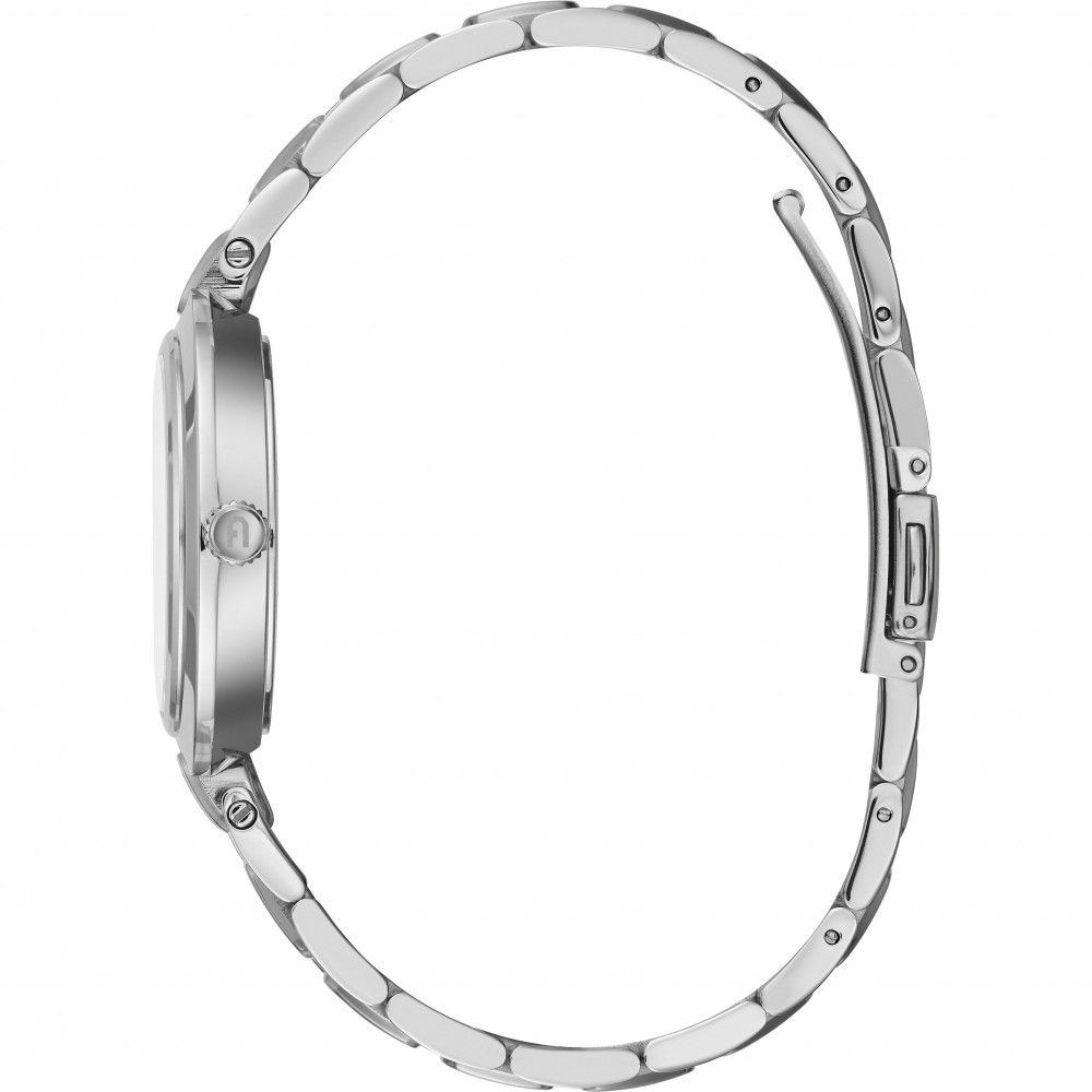Montre Furla Link Logo en acier inoxydable gris pour femme