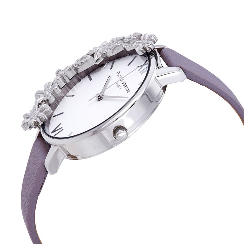 Olivia Burton Box with floral motion Purple Artificial Leather Women's Watch