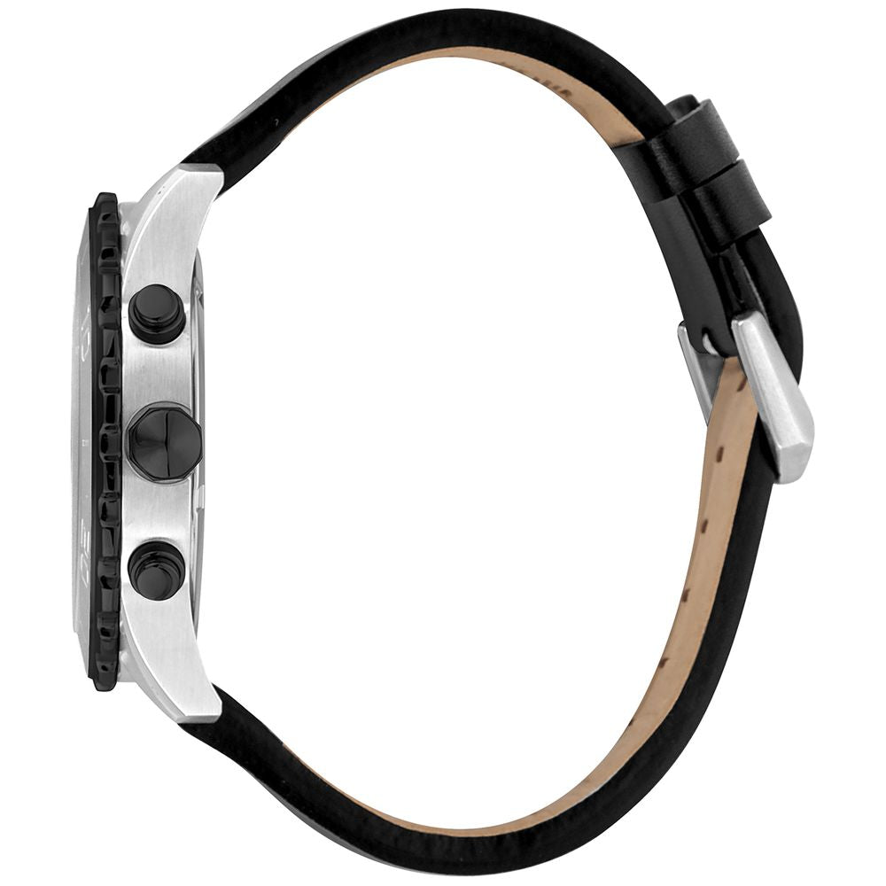 Montre habillée en cuir noir Just Cavalli