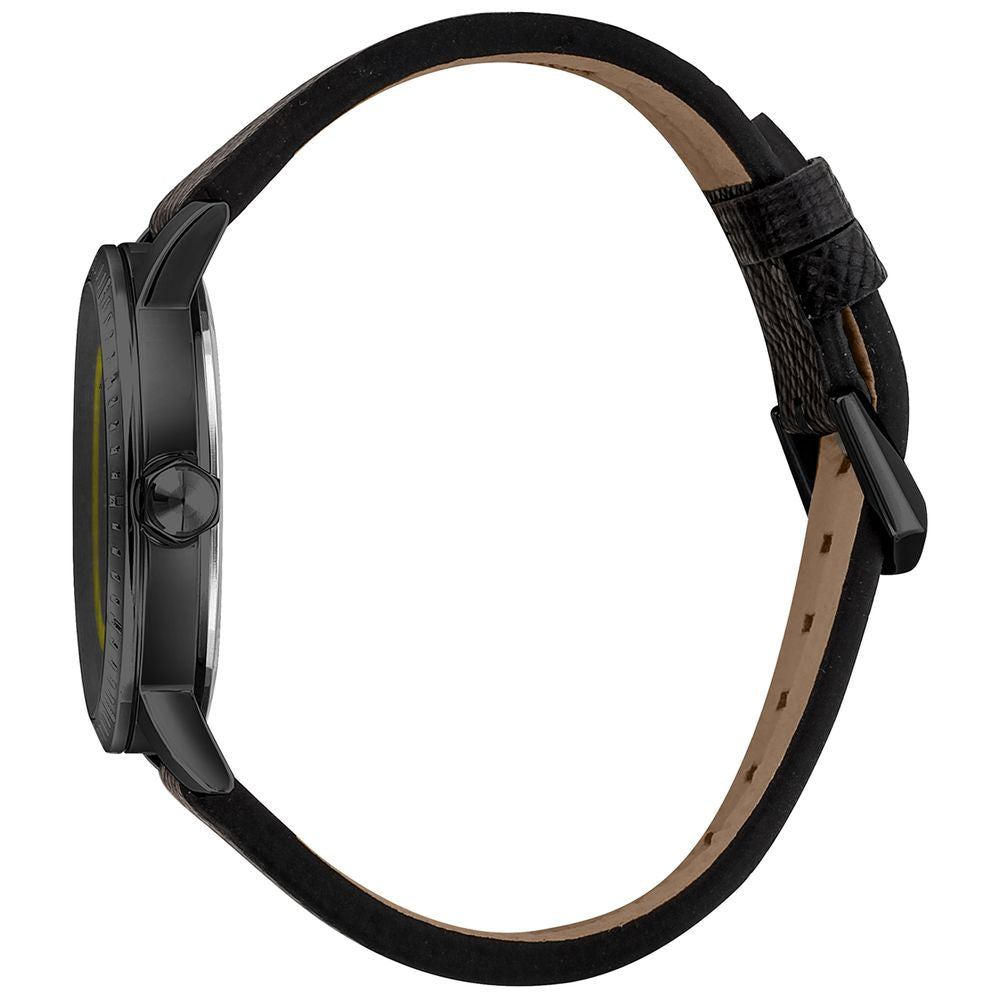 Montre habillée en cuir noir Just Cavalli