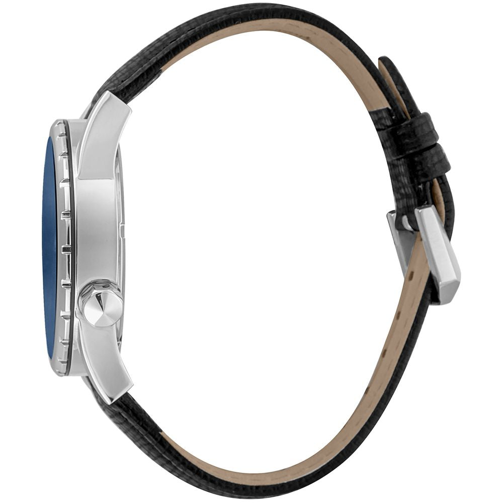 Montre habillée en cuir noir Just Cavalli