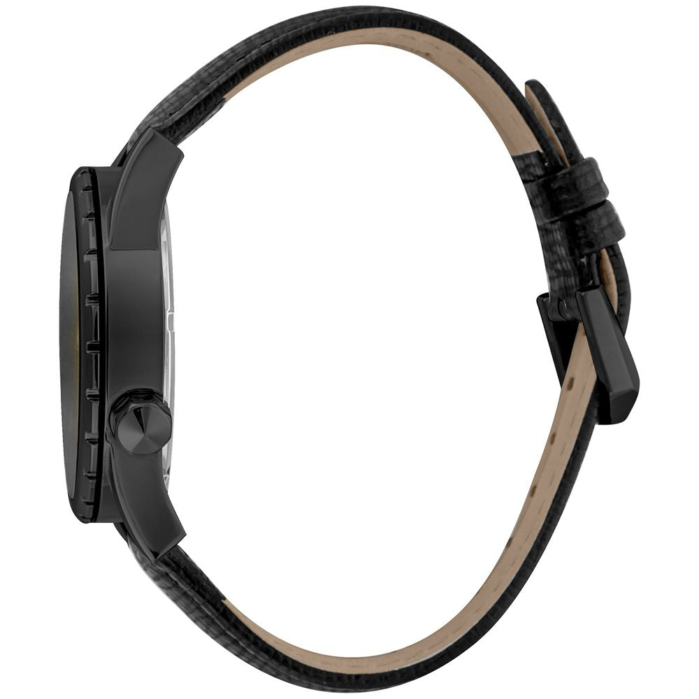 Montre habillée en cuir noir Just Cavalli
