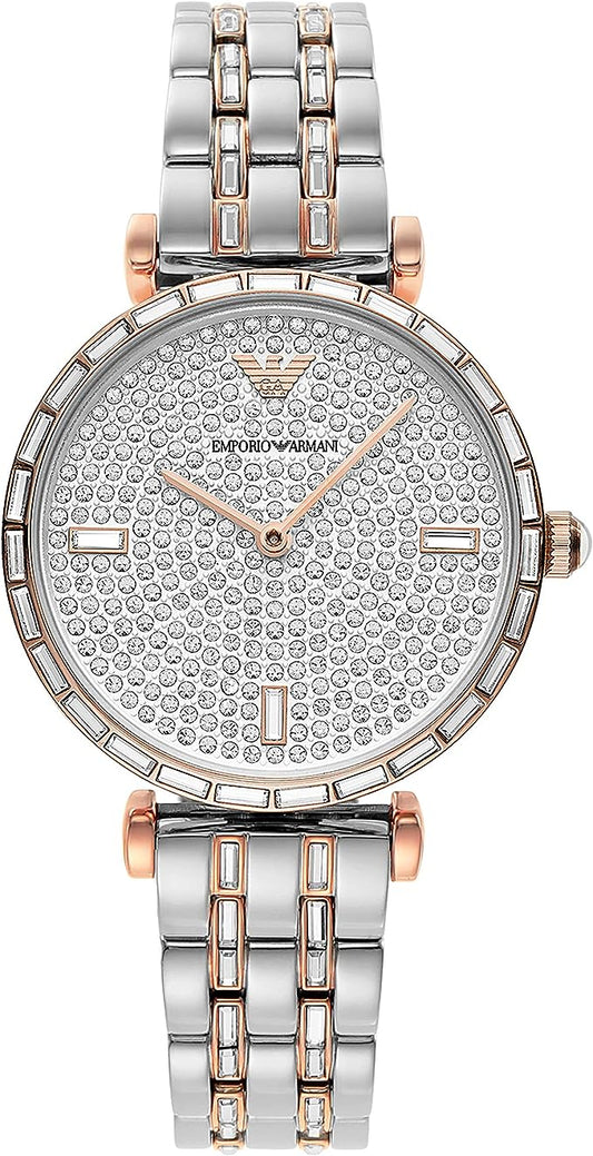 Montre Emporio Armani AR11293 pour femme, pavée de cristaux bicolores