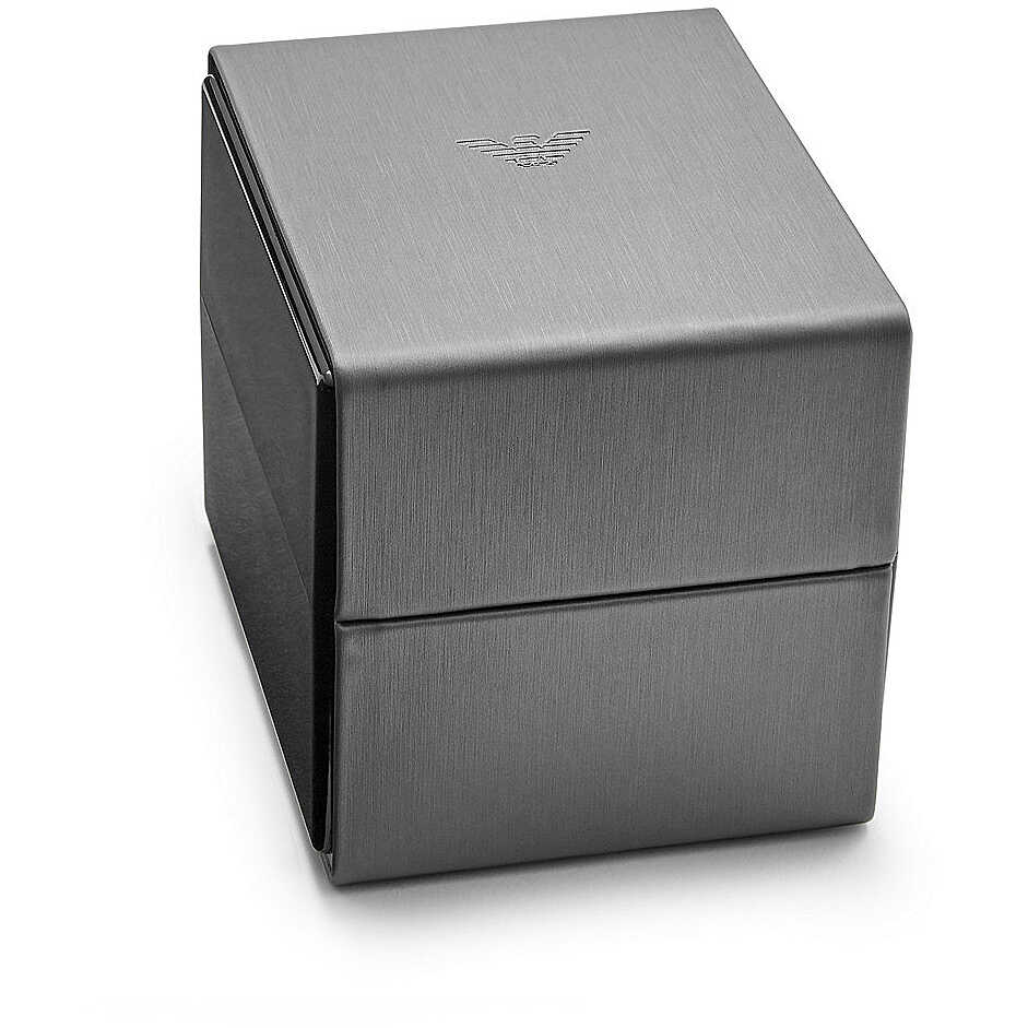 Reloj de cuarzo Emporio Armani de acero y cuero marrón