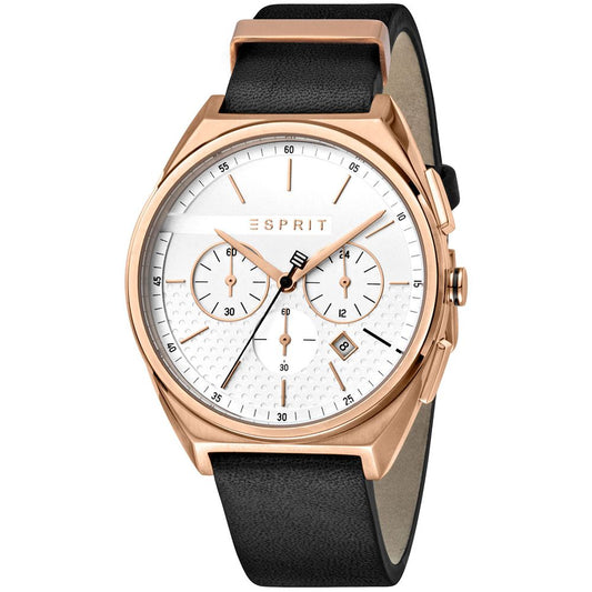 Montre Esprit en cuir noir