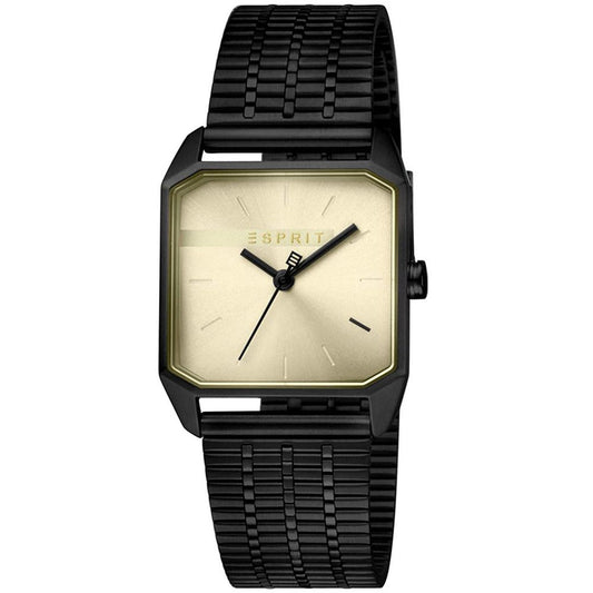 Montre Esprit British pour femme en acier inoxydable avec cadran noir et doré