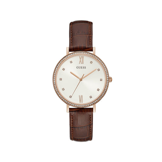 Montre Guess en cuir marron