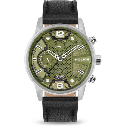 Police Black Leather Watch - Clobber Time Watches