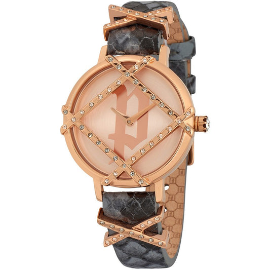 Montre Police Fashion pour femme en cuir gris et rose