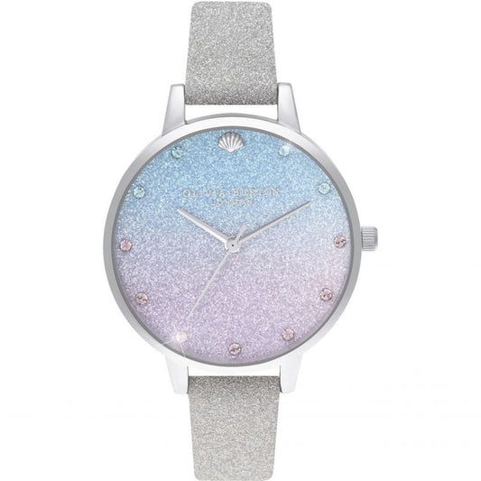 Montre habillée en cuir artificiel gris Olivia Burton