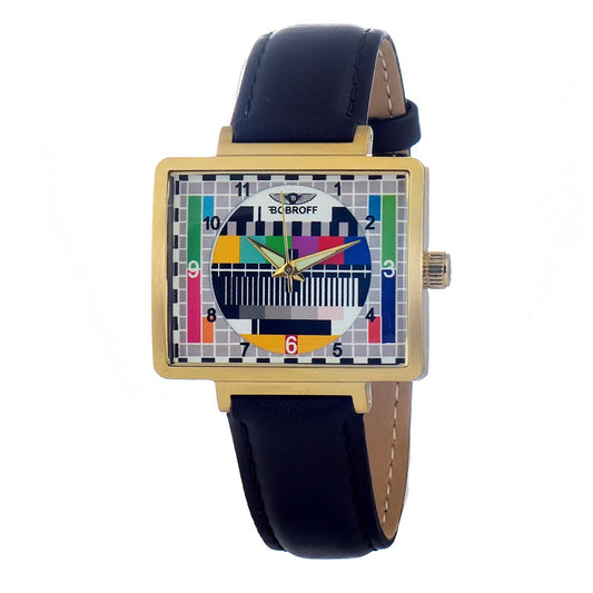 Bobroff Black Leather  TV Dial Women Watch