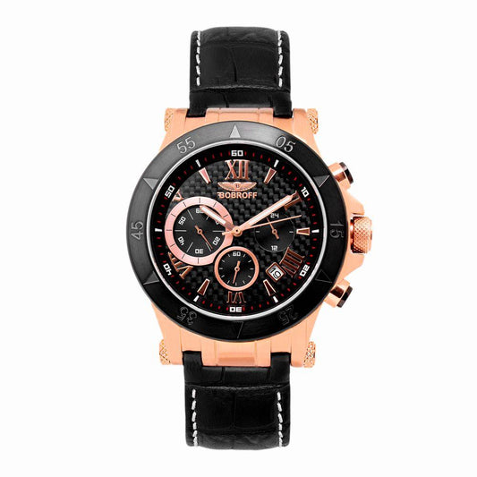 Bobroff Black Leather Watch - Clobber Time Watches