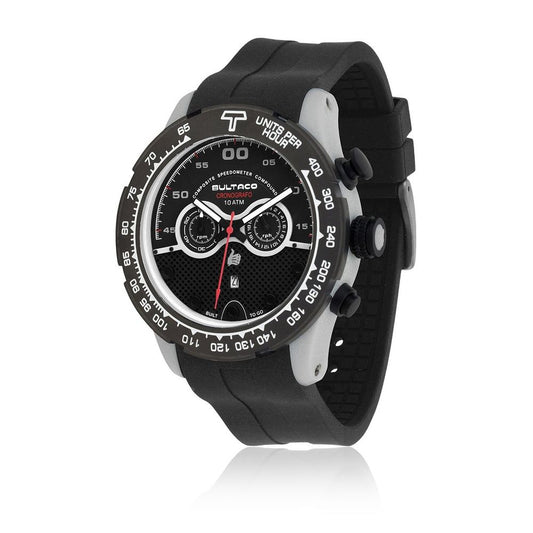 Montre homme Bultaco Ice Generation Lotus en caoutchouc noir et gris