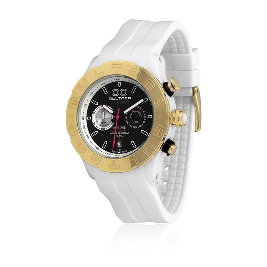 Montre unisexe Bultaco Ice Sixty Nine en caoutchouc polycéramique blanc et noir