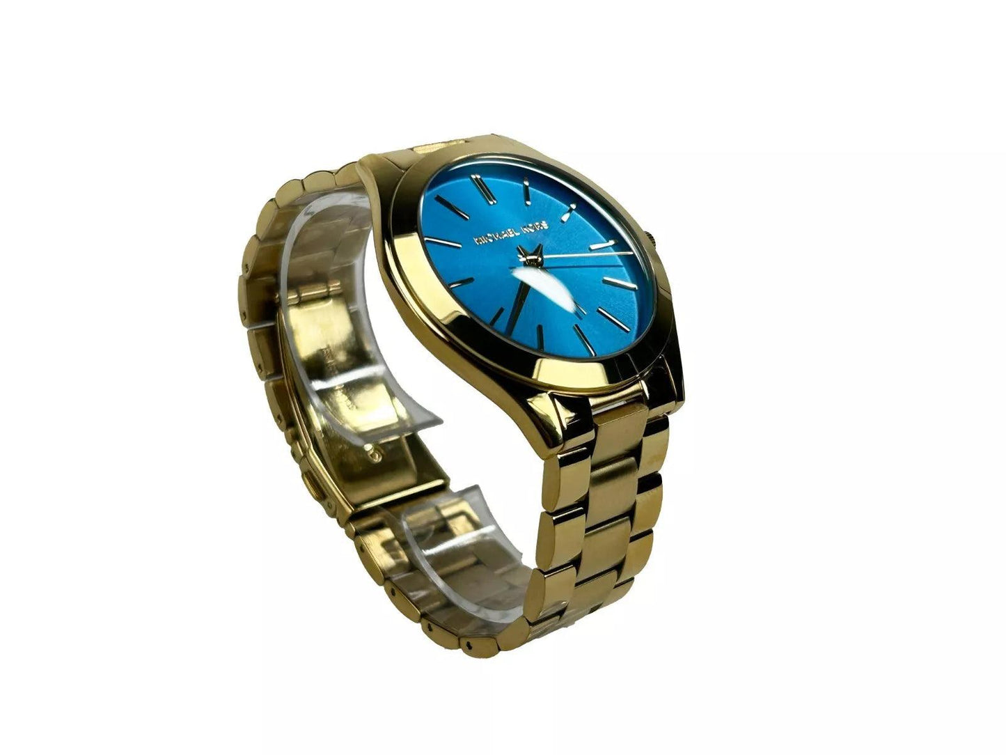Michael Kors Slim Runway Stainless Steel Watch MK3265 Blue Gold - Clobber Time Watches