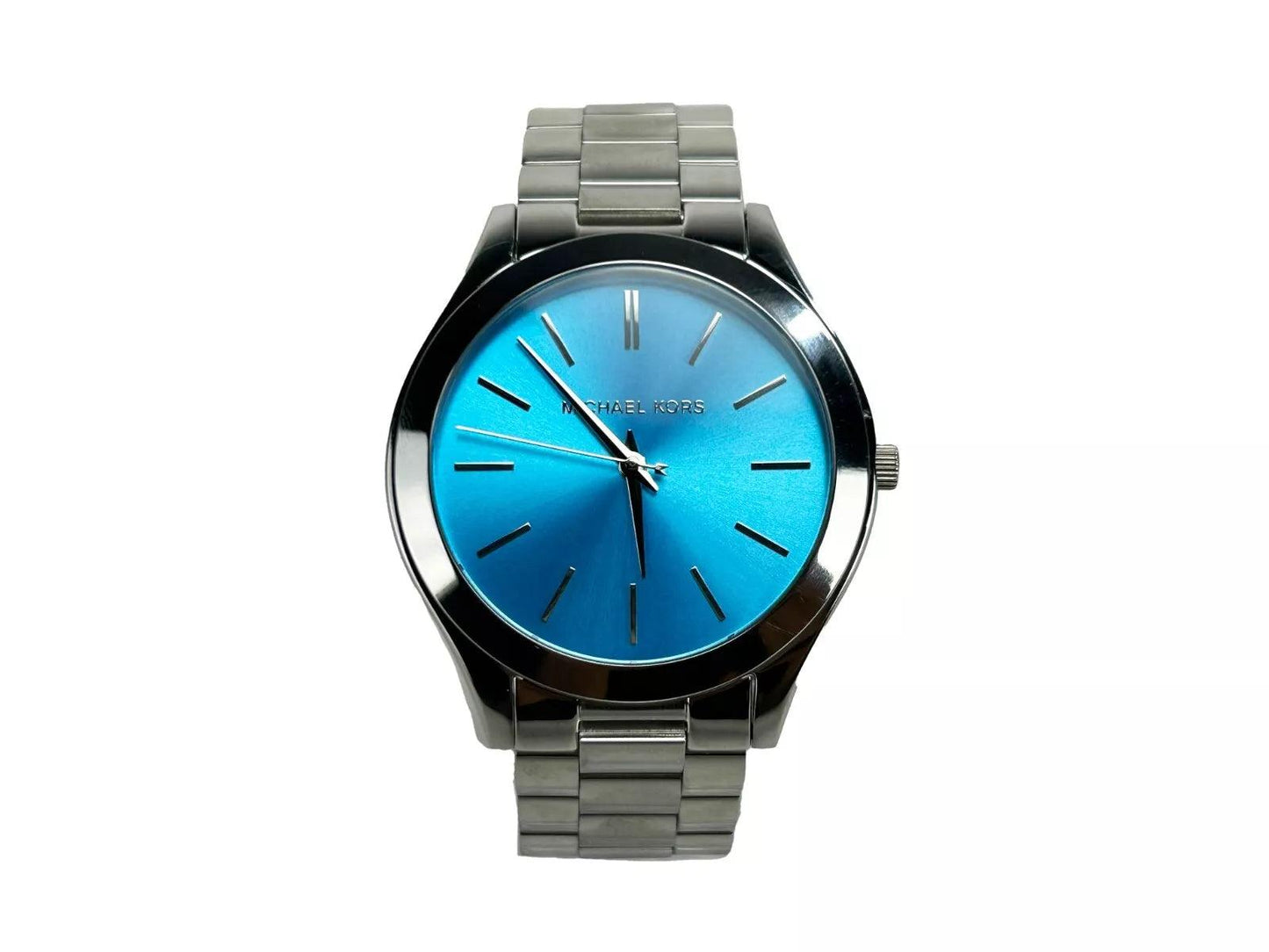 Michael Kors Slim Runway Stainless Steel Watch Blue Silver MK3292 - Clobber Time Watches