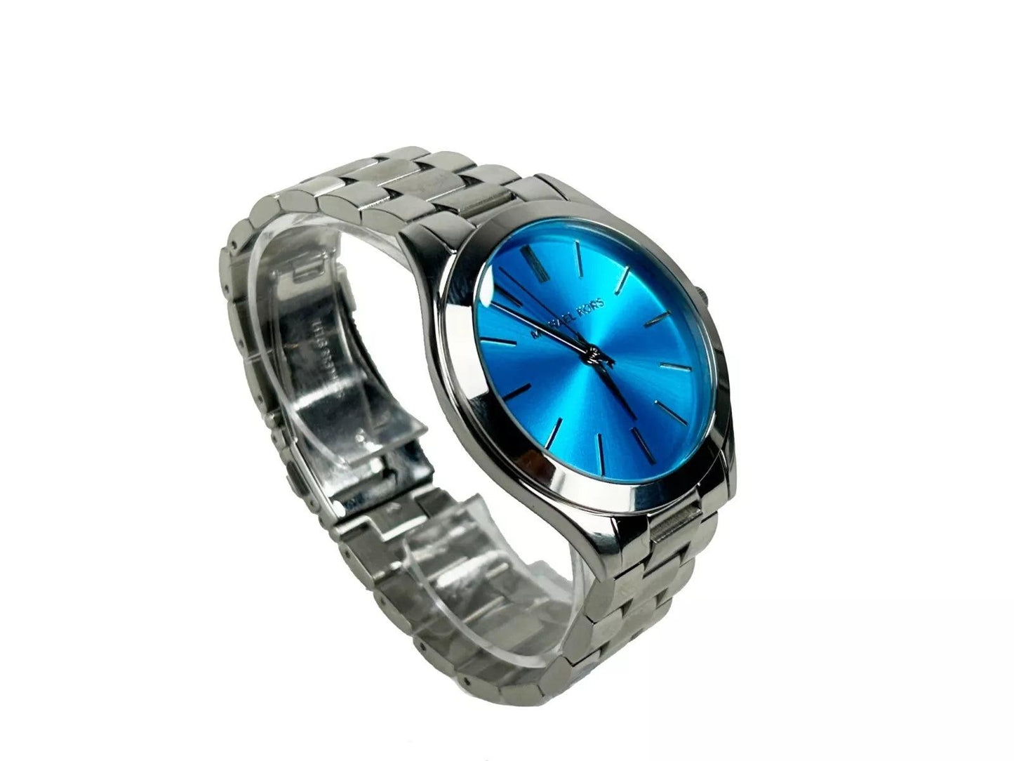 Michael Kors Slim Runway Stainless Steel Watch Blue Silver MK3292 - Clobber Time Watches
