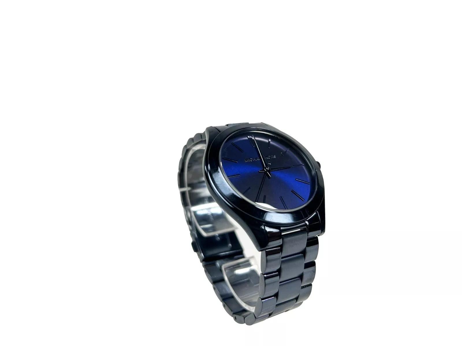 Michael Kors Slim Runway Stainless Steel Watch MK3419 Blue - Clobber Time Watches