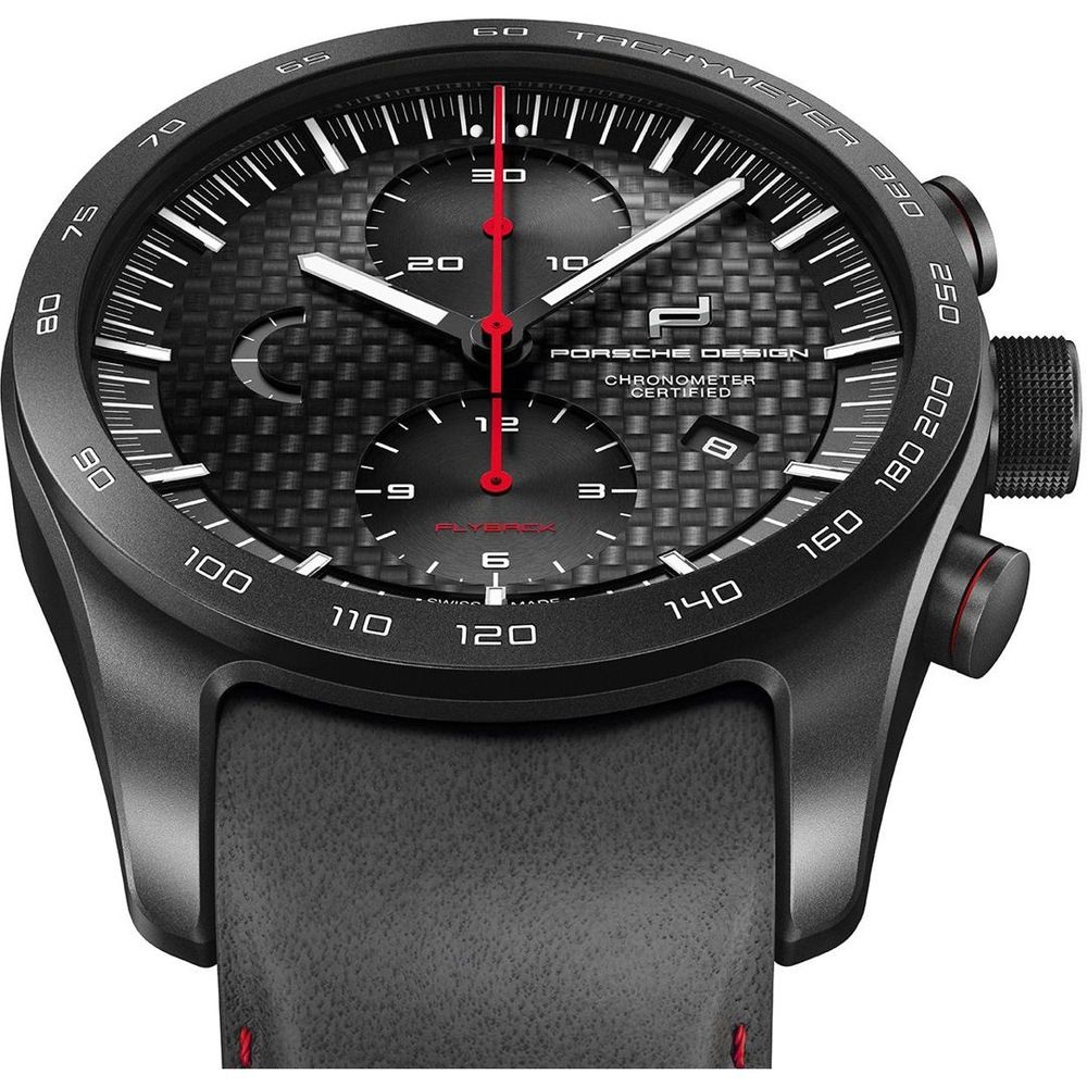Porsche Flyback Special Edition Black Leather & Titanium Men's Watch