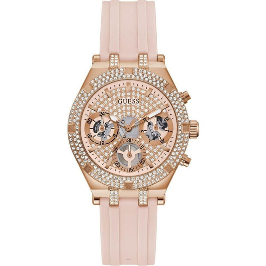 Montre Guess Heiress en silicone doré et rose pour femme