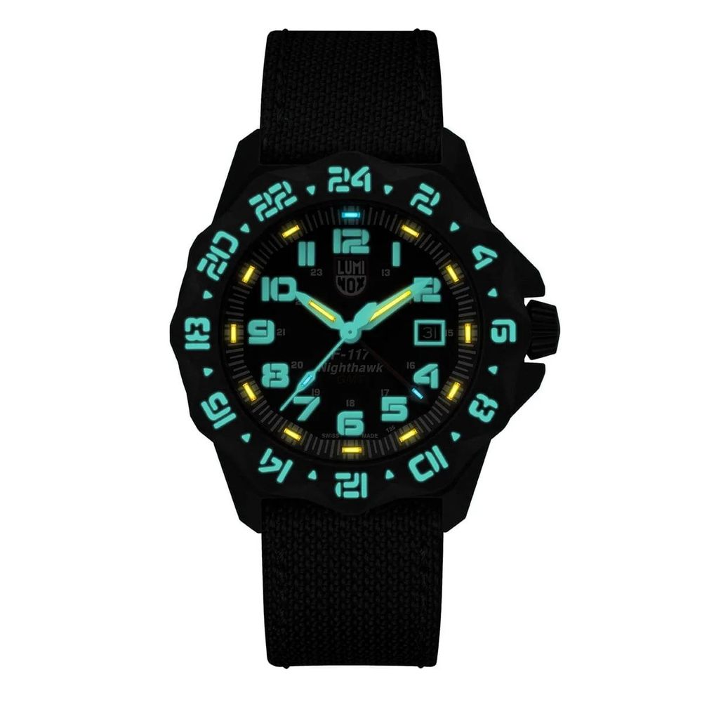 Montre homme Luminox F-117 Nighthawk 44 mm XA.6441 Carbonox GMT en tissu noir