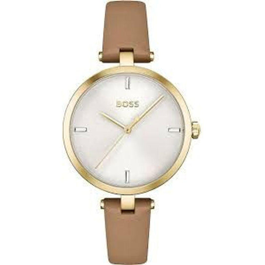 Hugo Boss Beige Leather Watch - Clobber Time Watches