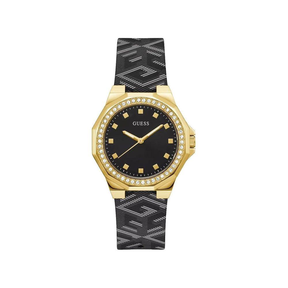 Guess Black Leather Watch - Clobber Time Watches