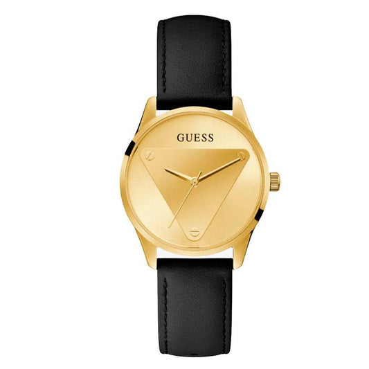 Guess Black Leather Watch - Clobber Time Watches