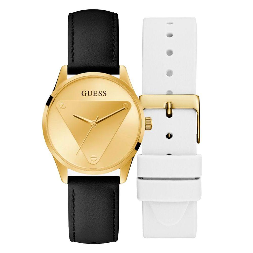 Guess Black Leather Watch - Clobber Time Watches