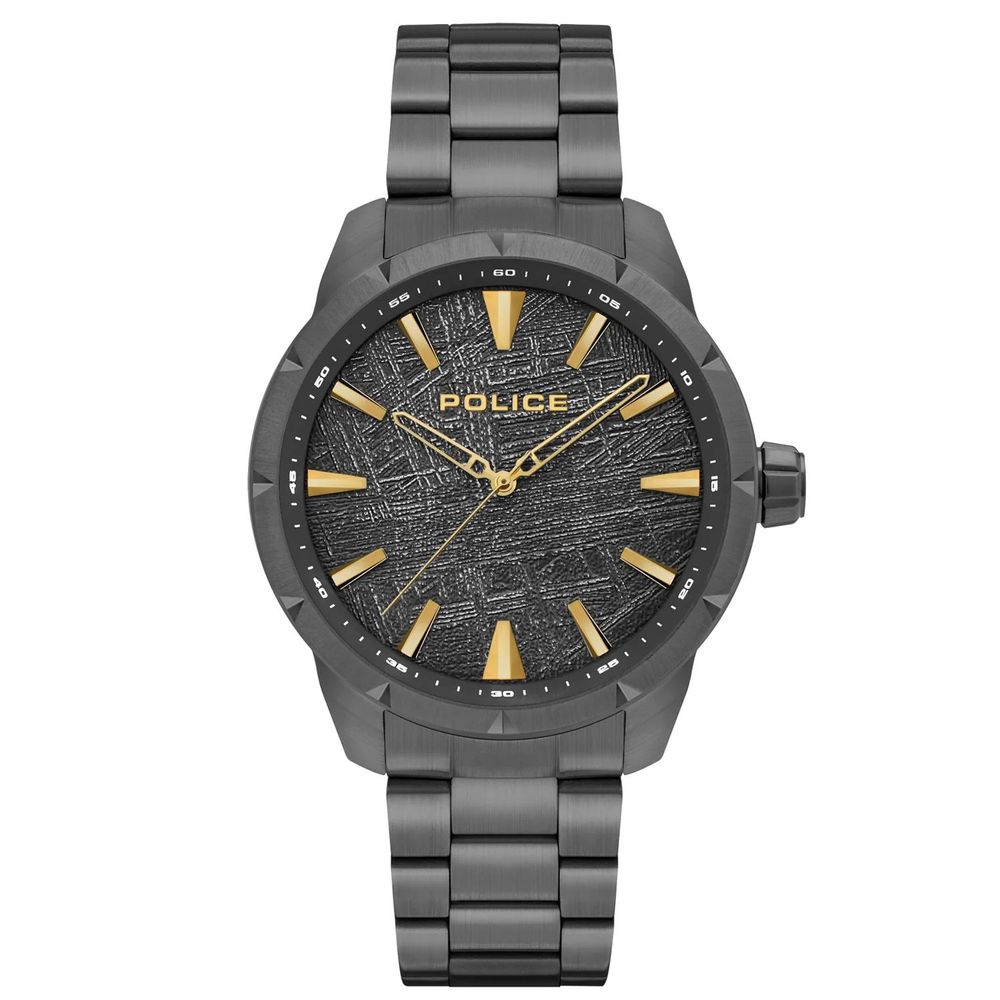 Montre Police PENDRY 3H pour homme, cadran pistolet, bracelet IPG, acier inoxydable noir