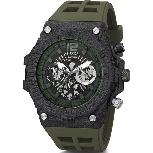 Montre Guess Exposure en silicone noir et vert pour homme