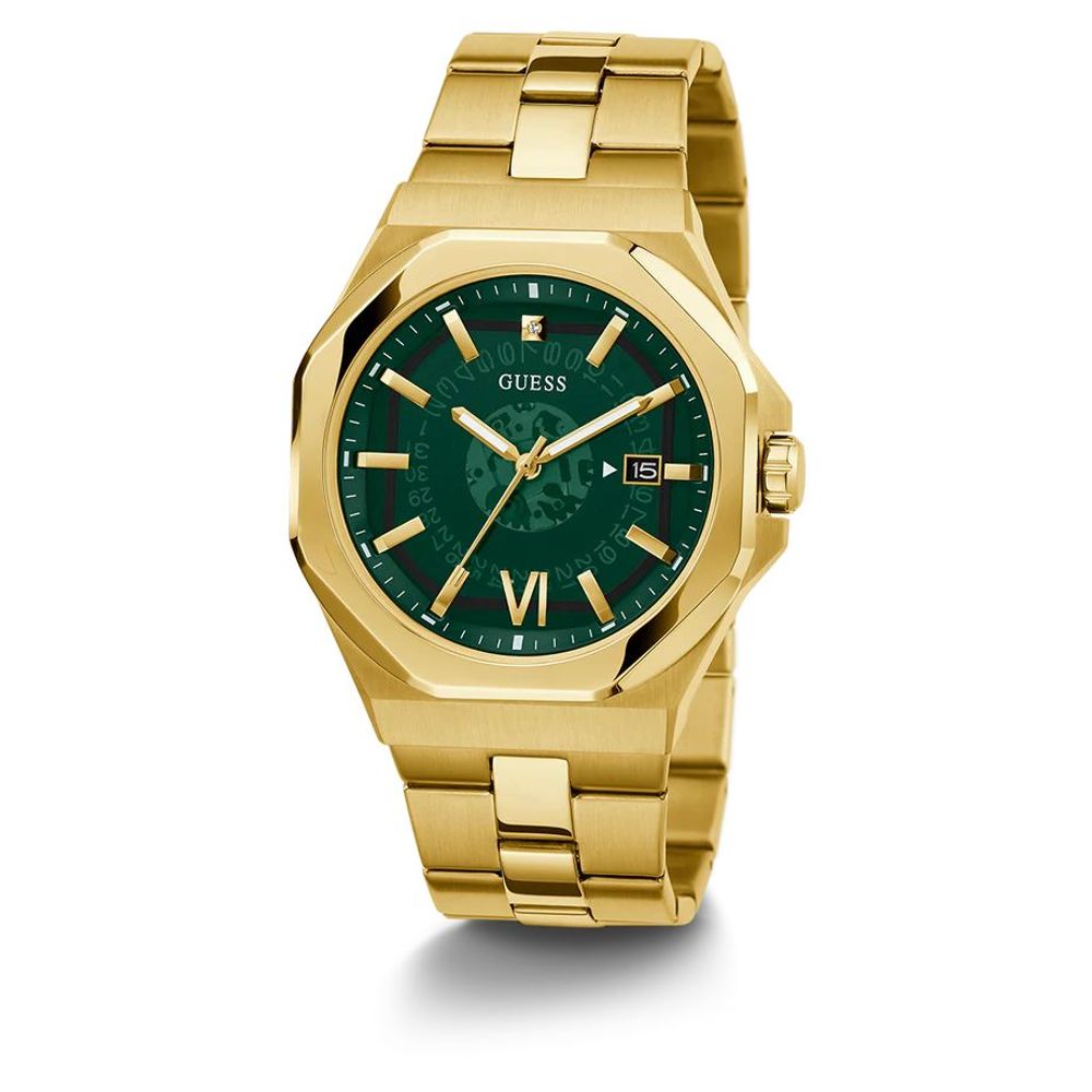 Montre Guess Emperor pour femme en acier inoxydable doré et vert