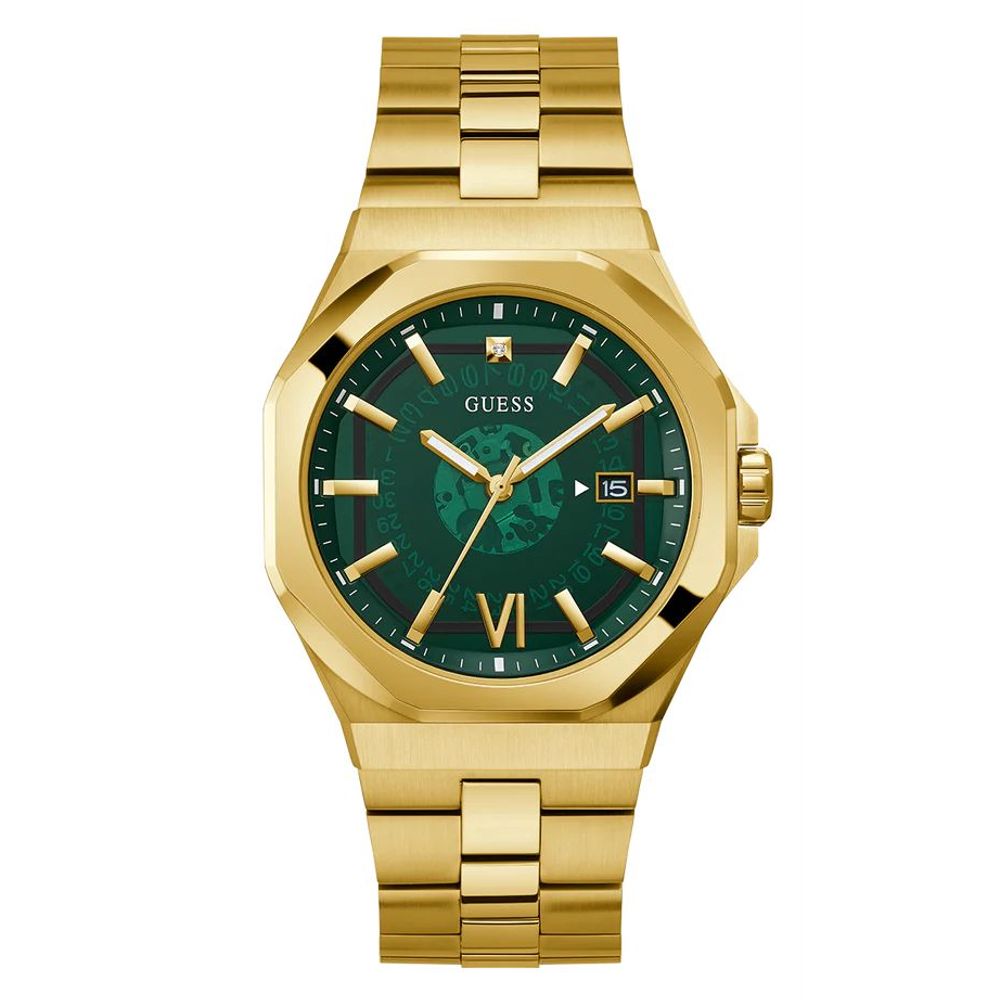 Montre Guess Emperor pour femme en acier inoxydable doré et vert